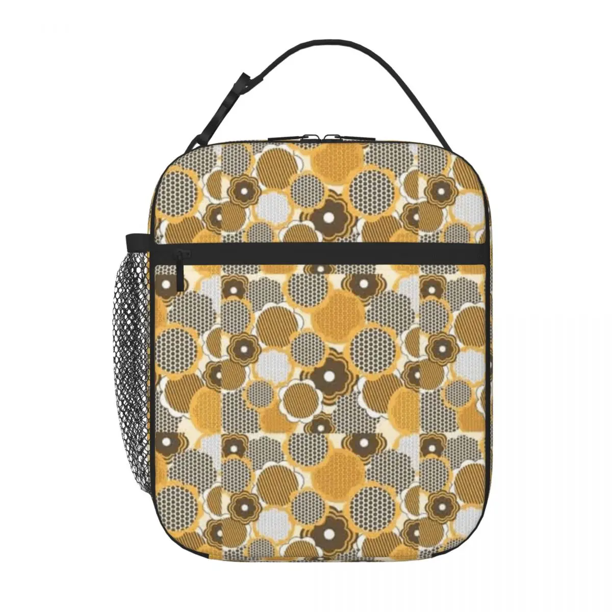 Bestselling Retro Style Polka Dot Black White And Yellow Polka Dot Black  Durable Lunch Bag School Field Trip Lunch Bag