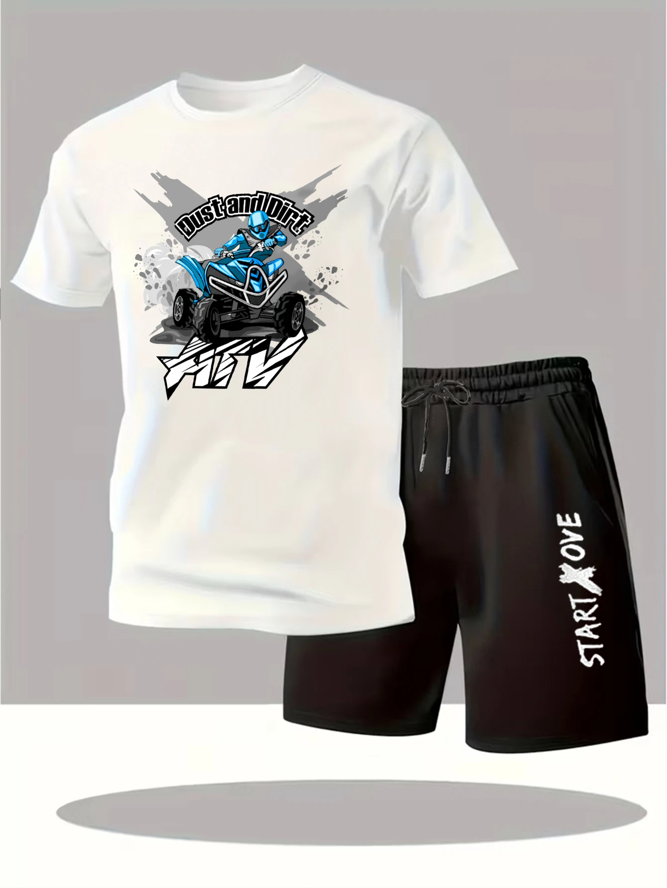 

Мужской спортивный костюм 2025: Новинка, модный принт, графический дизайн, короткий рукав, для мужчин