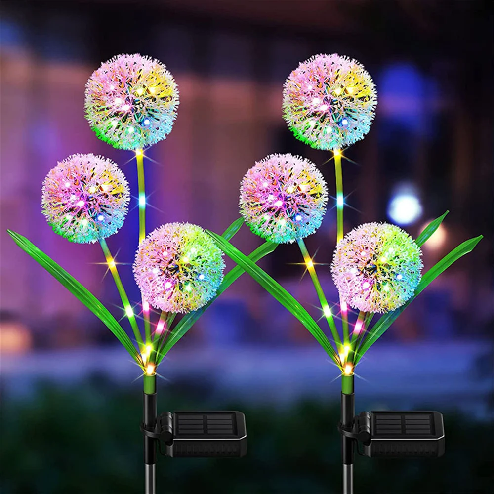 

Solar Dandelion Flower Stake Light Garden Decorative Lighting Waterproof 3Head Flower Pathway Lamp Outdoor Yard Dandelion Light