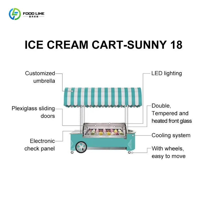 Customized Beach Frozen Ice Cream Bike Commercial Hand Push Mexican Display Cart Freezer