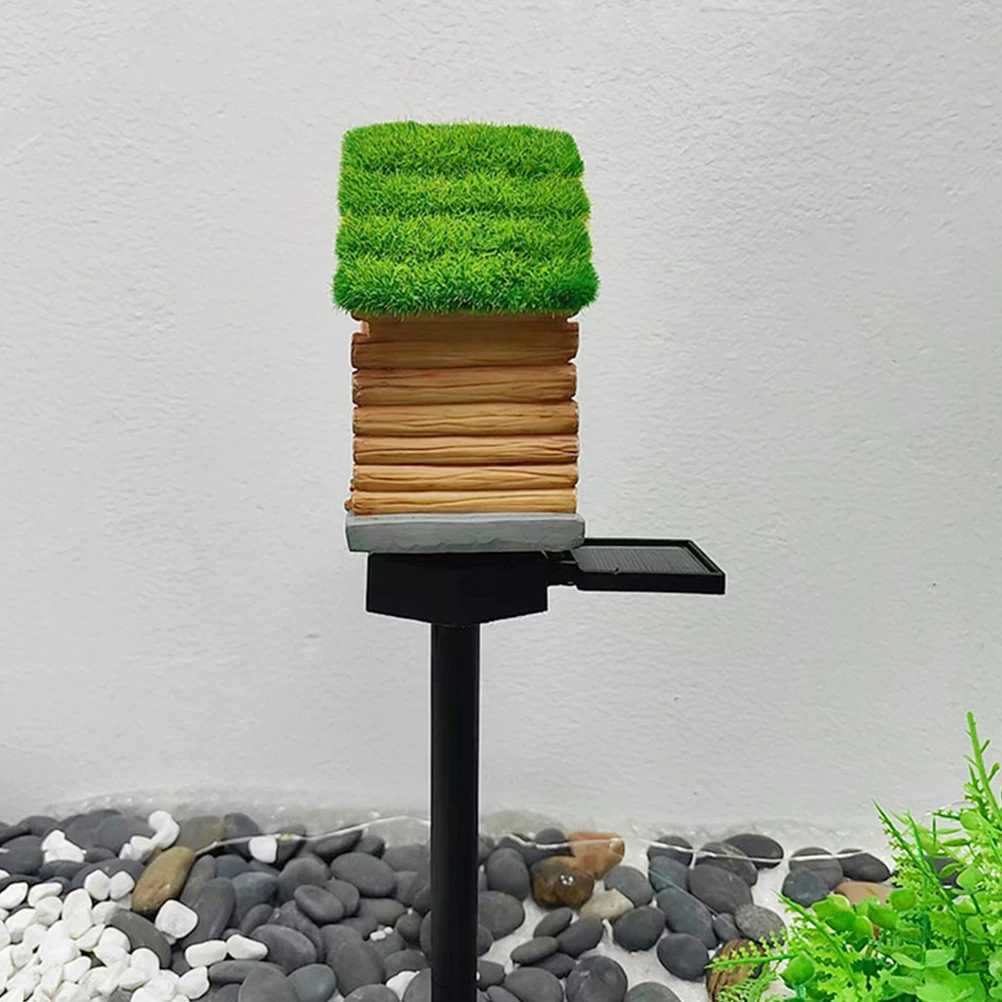 

Solar Light Plug-in Garden Outdoor Lights Lawn Powered Resin Landscaping Stake Lamp House-shape