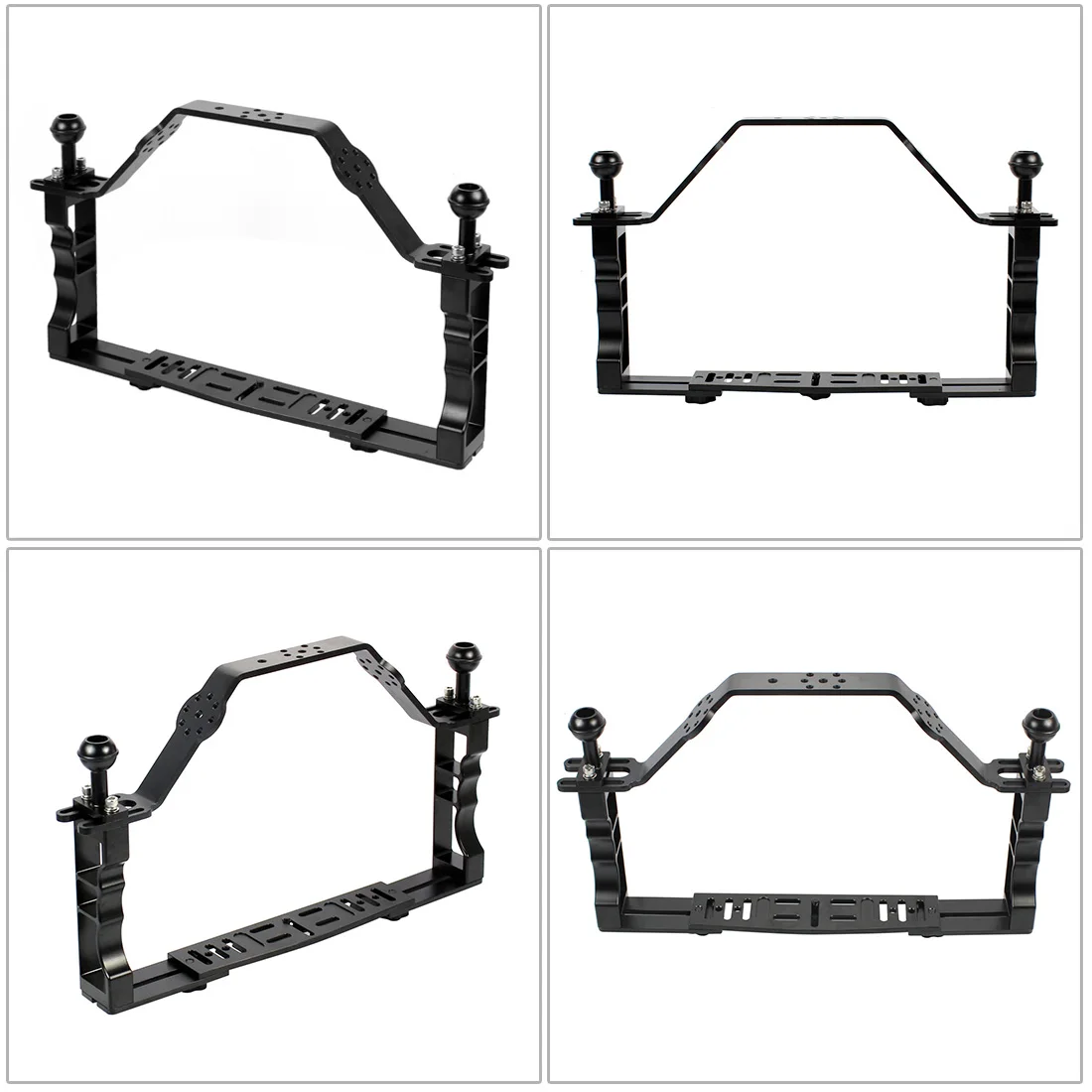 علبة الغوص المزدوج مقبض قبضة التوسع رفع جبل قوس التصوير تحت الماء ل Gopro سوني كانون نيكون فوجي دعامة إضاءة