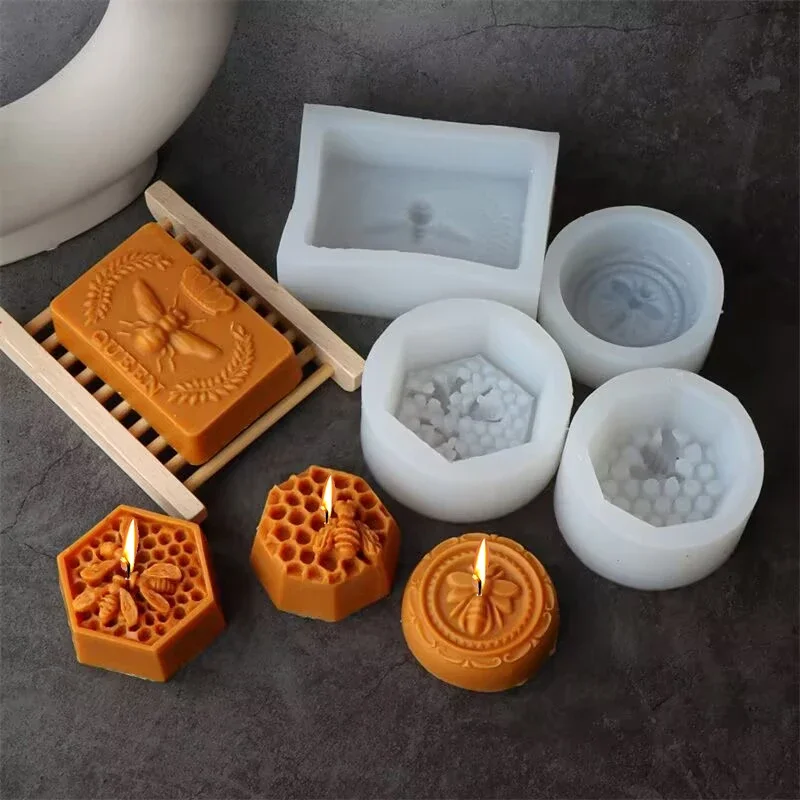 3D Bee Honeycomb Silicone Candle Mold Beehive Aromath Plaster Soap Epoxy Resin Mould Home Decor Hives Molds Handicraft Gift Make