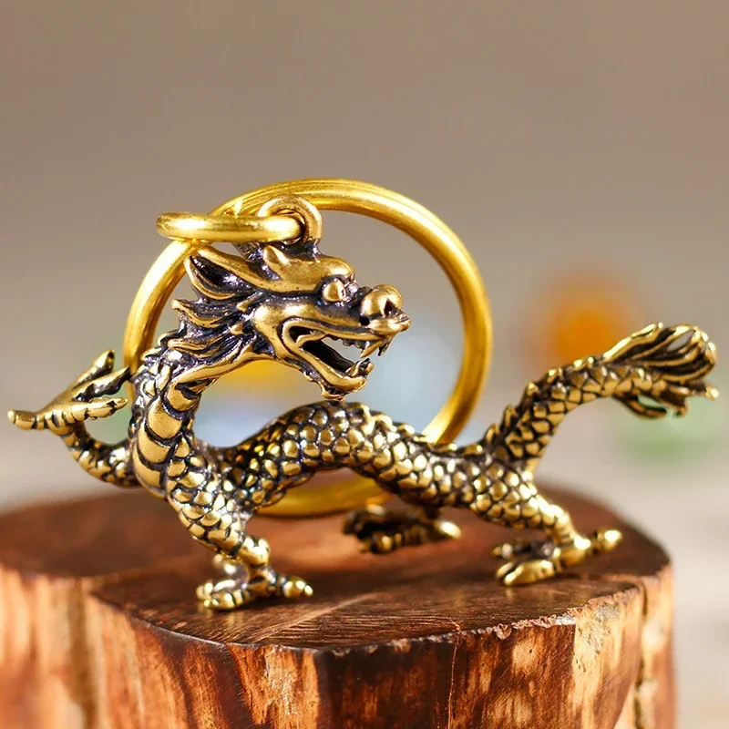 Chinese Beast Dragon Statue Bronze Figurine Ornaments Antique Copper Mythical Animal Miniature Home Decoration Crafts Collection