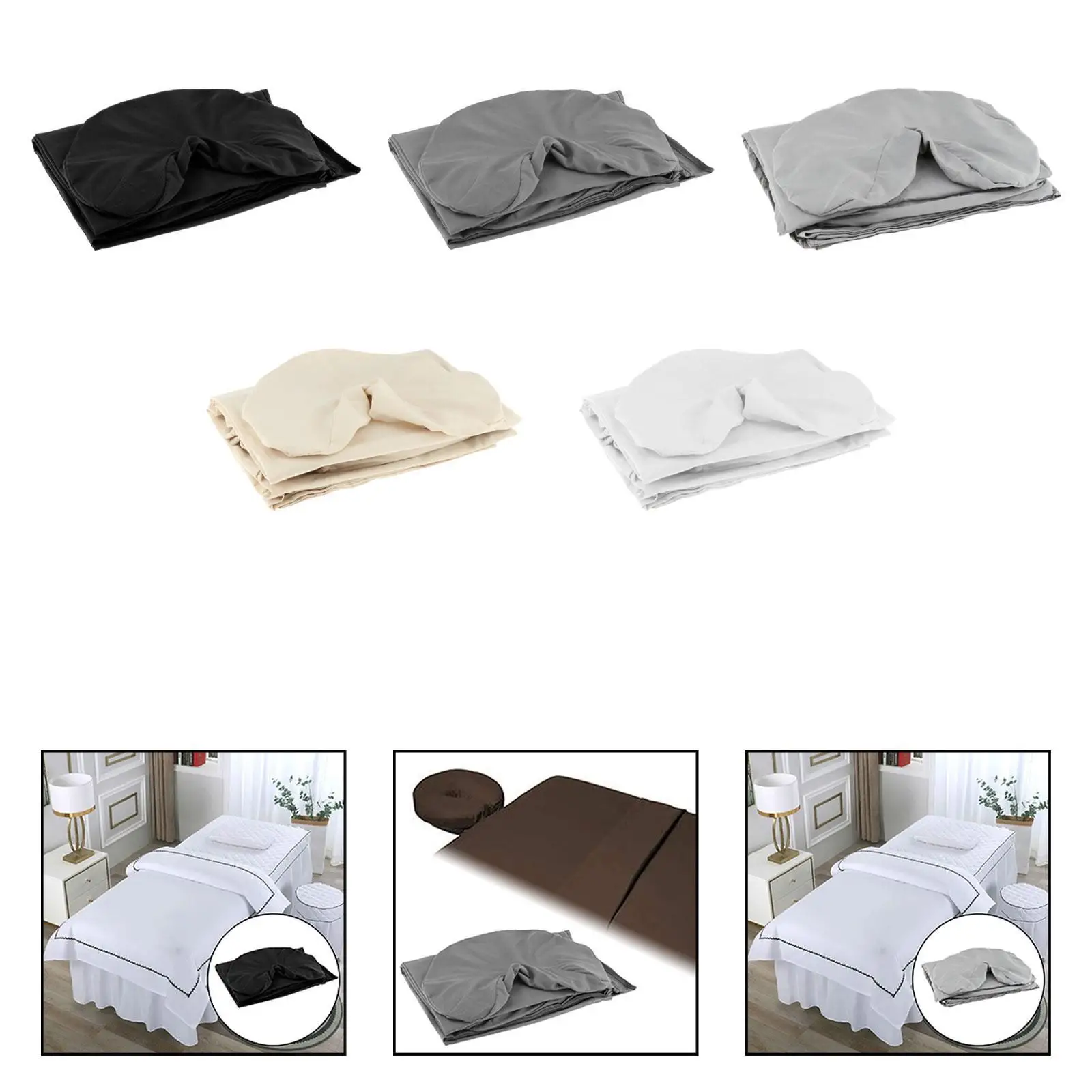 3Pcs Beauty Table Sheet Set Protective Soft Beauty Salon Bedding Beauty Bed Cover Massage Face Rest Cover for Salon SPA Beauty