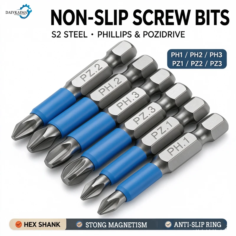 Free Shipping 12Pcs/6Pcs Gcr15 Phillips Bits Hex Shanked Anti Slip Screwdriver Bits Magnetic Single Head PH1/PH2/PH3 50mm
