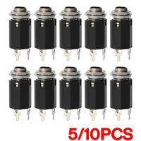 Durable Guitar Stereo Output Plugs Solid 5pcs Guitar EQ Jack Socket 6.35mm Jack Stereo Pickup Female Output Socket Plug