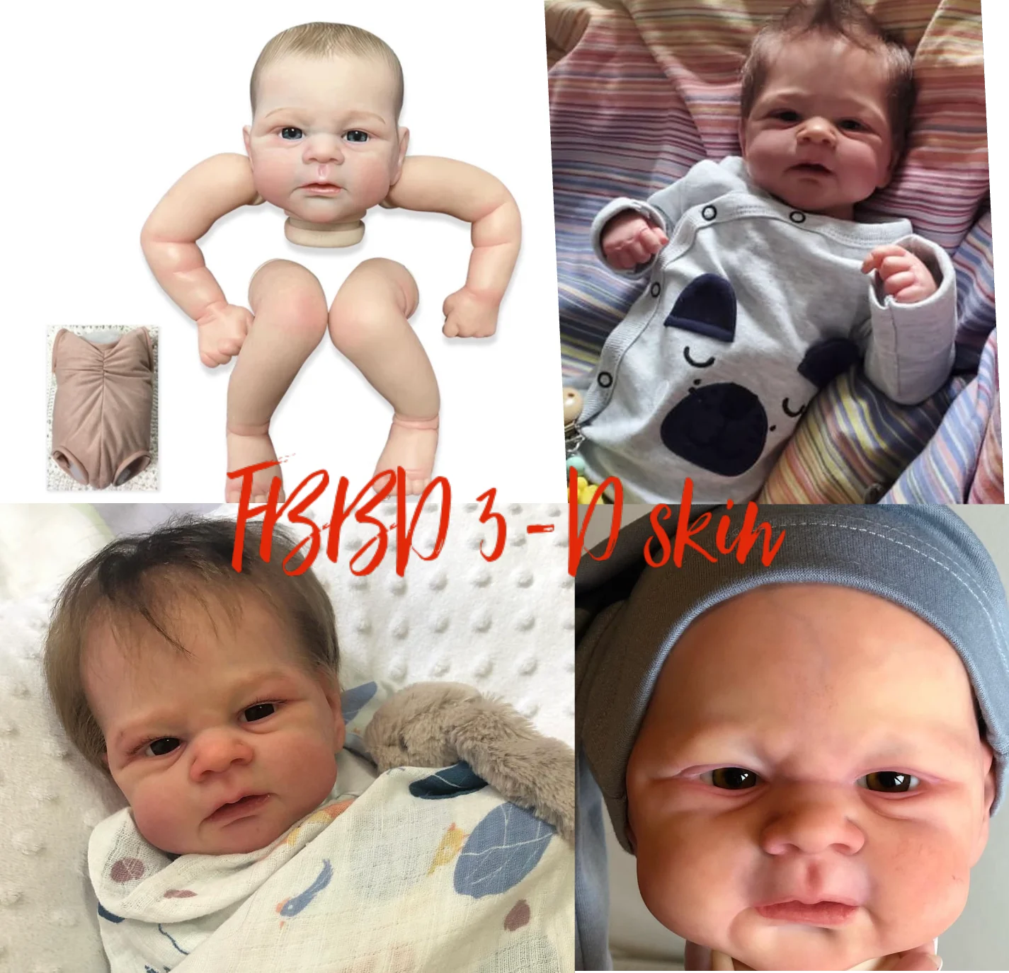 

FBBD 3D Skin Reborn Baby Doll Elijah 21'' Unassembled Kit With Blood Vessel With One Extra Cloth Body Dolls For Children