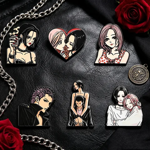 6 adet NANA Anime Karakteri Emaye Rozet Seti Sevimli Karikatür Yaka Rozetleri Alaşım Broşlar Hatıra Koleksiyonu Fan Hediyeleri Sırt Çantası için