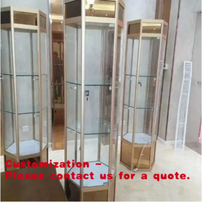 

Customize.Modern Commercial Jewelry Display Cabinet with Glass and Metal Stainless Steel Customized Color Jewelry Showroom