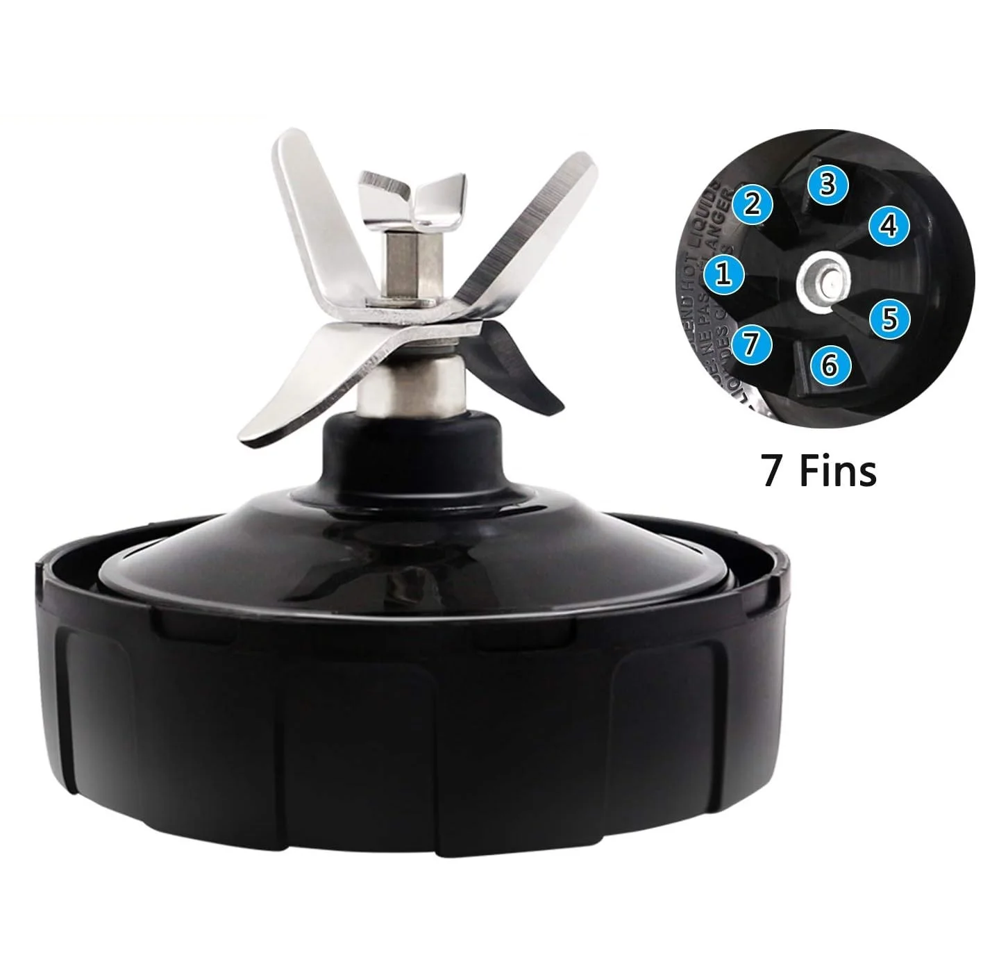 Cuchilla extractora de repuesto de 7 aletas para licuadora Nutri Ninja BL2012,BL2013,BL480D,BL481,BL486CO,BL487A,BL488W,BL491,BL492,BL641