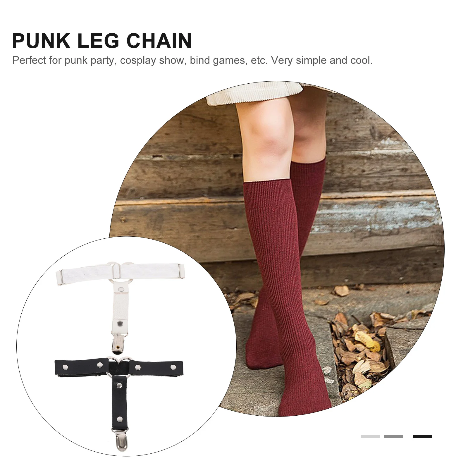 

4Pcs Heart Shape Punk Leg Band Adjustable Ring Garters Thigh Chain Stylish Leg Suspender for Girls Cosplay Nightclub Festival