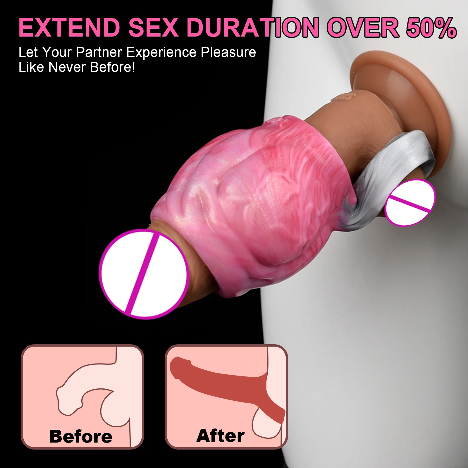 Cock Sleeve Elastic Penis Ring to Enlarge Prolong for Men Couples Enlargement Reusable Silicone Monster collection