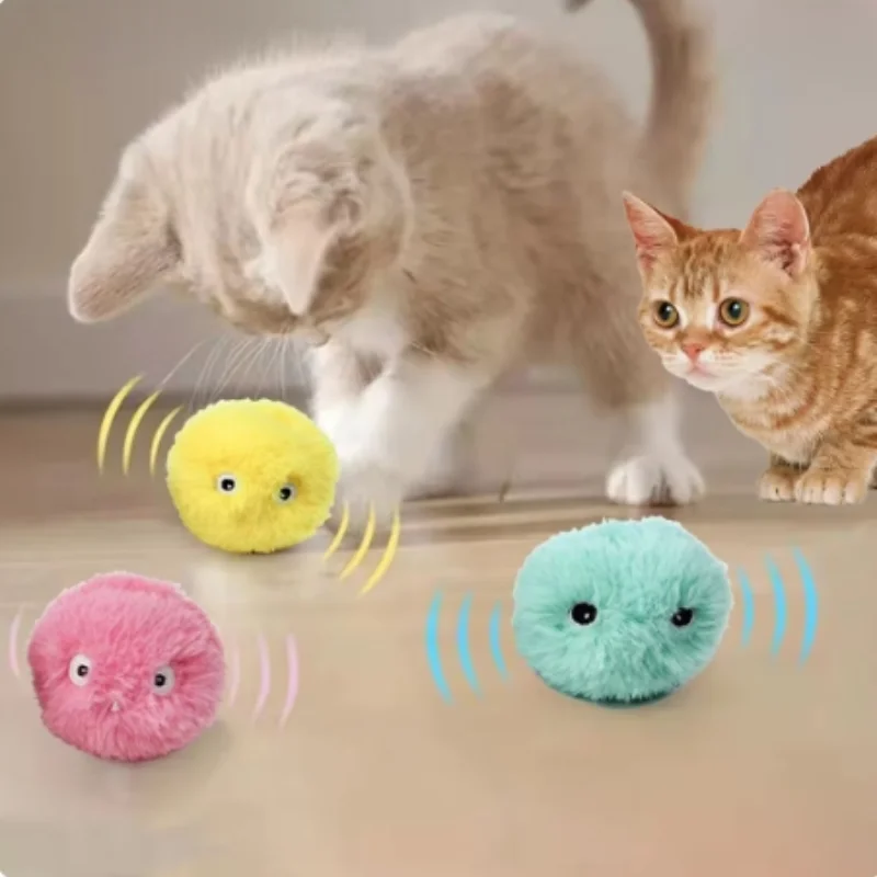 Smart Cat Ball Toys Plush Electric Catnip Training Toy Kitten Touch Sounding Squeaky Supplies Pet Products Toy For Cats Supplies