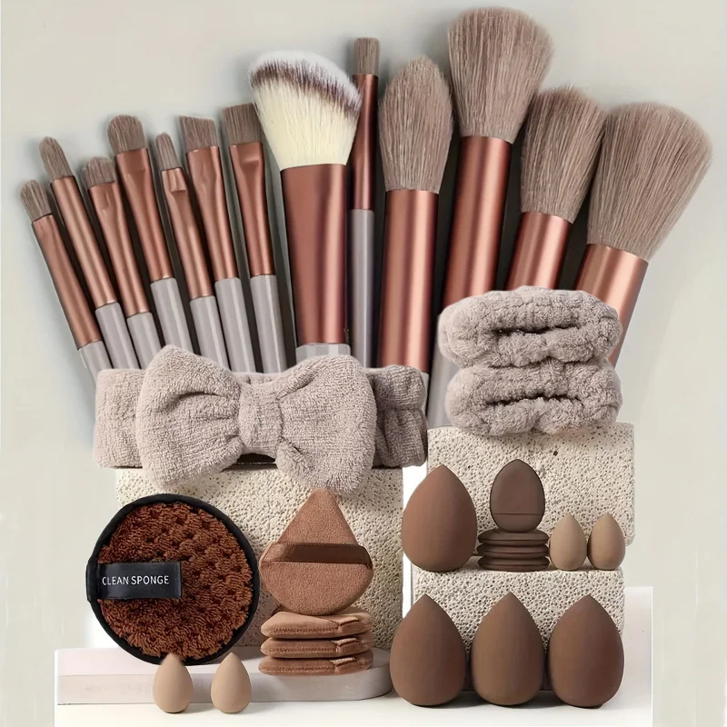 13 pçs pincéis de maquiagem conjunto sombra fundação iluminador blush corretivo feminino macio beleza puff beleza esponjas polegar puff