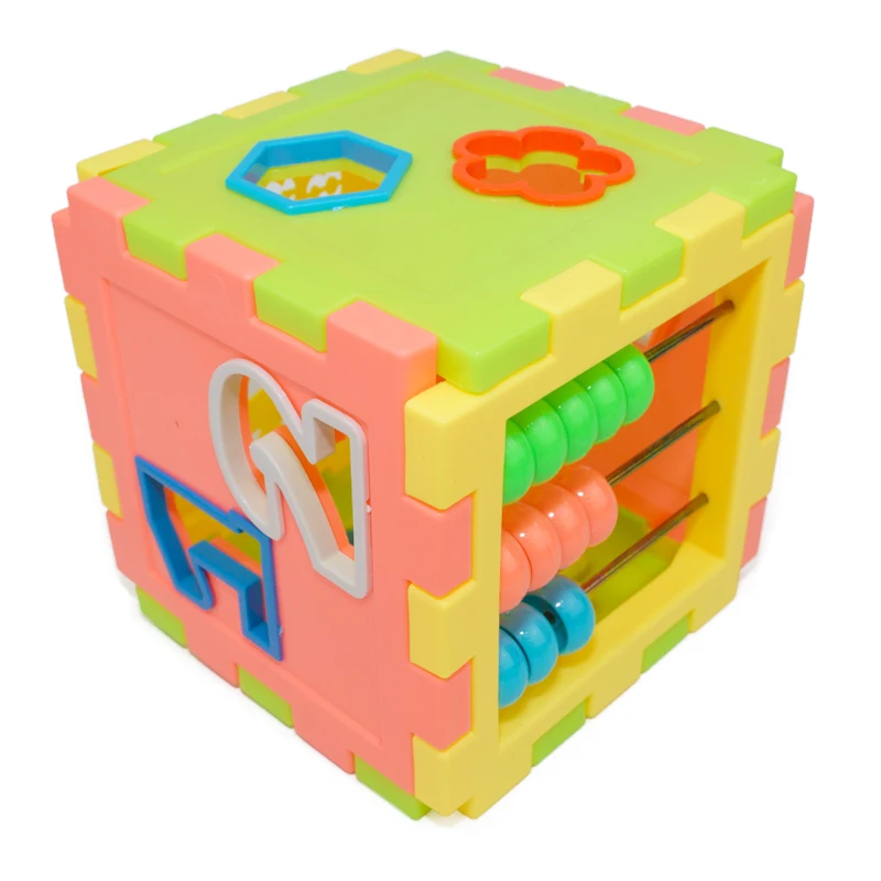 Baby Early Educational Box Toddler Shape Geometry Matching Number Counting Building Blocks Sorting Kids Cube Toy Clock Abacus
