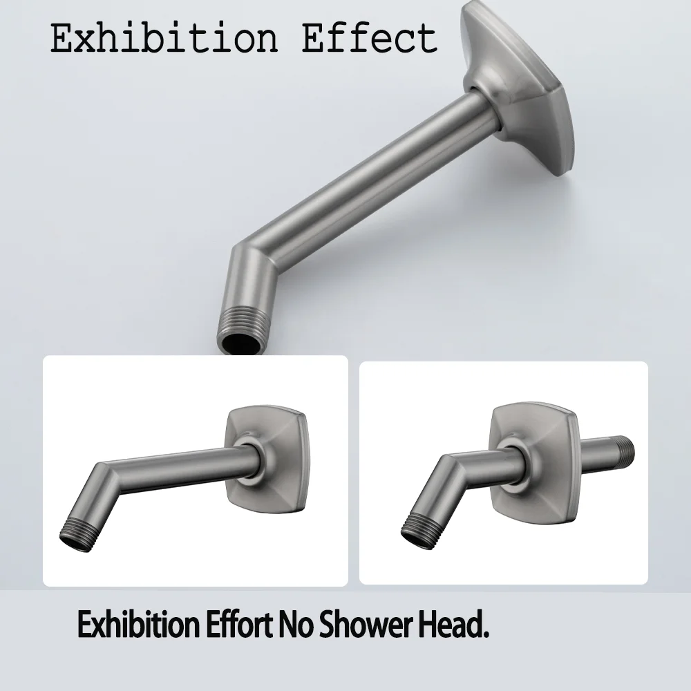 Brushed Nickel Color Extension Shower Arm Wall Mounted Stainless Steel showerhead Replacement Parts For Bathroom.