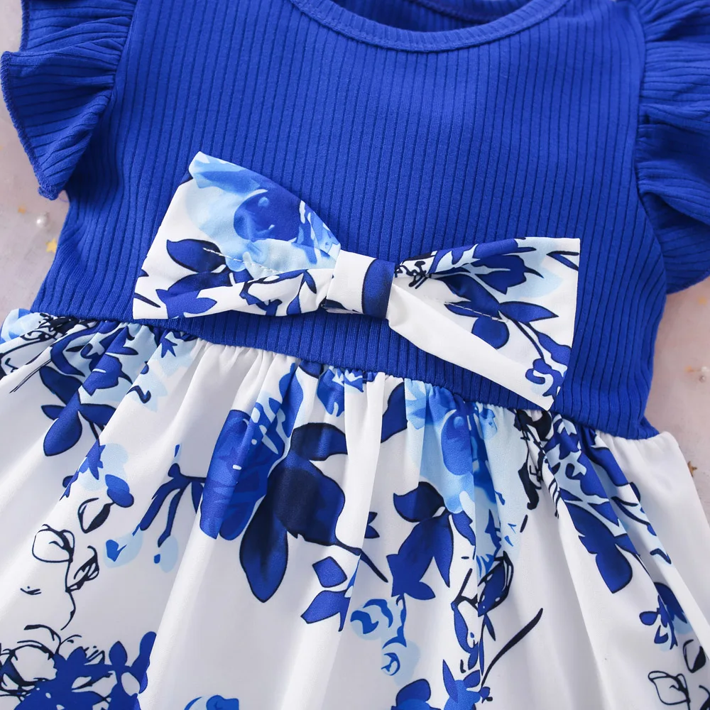 Sweet Cotton Bow Print Baby Girl Dress 4