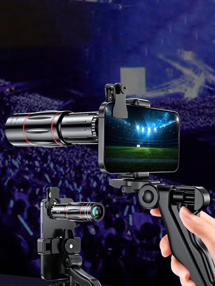 Lente de telescópio hd 18/28/36x, zoom com clipe, câmera de telefone, teleobjetivo, lente de telescópio óptico para acampamento, caça, esportes