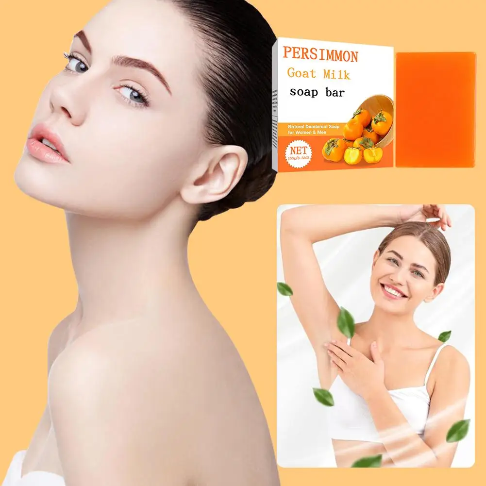 

100g Persimmon Bath Soap For Body Odor Control – Purifying Deodorizing Face Body Wash For Eliminating Body Odor Skin Care P9H4