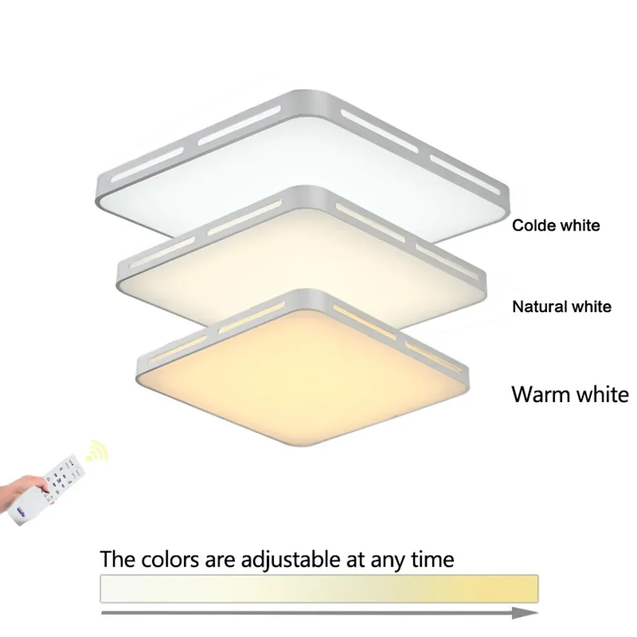 

Modern Decorative Ceiling light 3Color-change Square LED Lamp Remote Control Indoor Fixtures Livingroom 32W72W