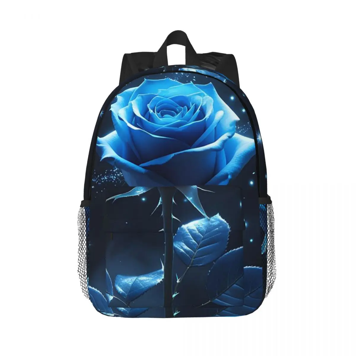 

Glowing Blue Rose Backpack Daypack Large Capacity Boys Girls BookBag Shoulder Bags for Men Women Children School Bag