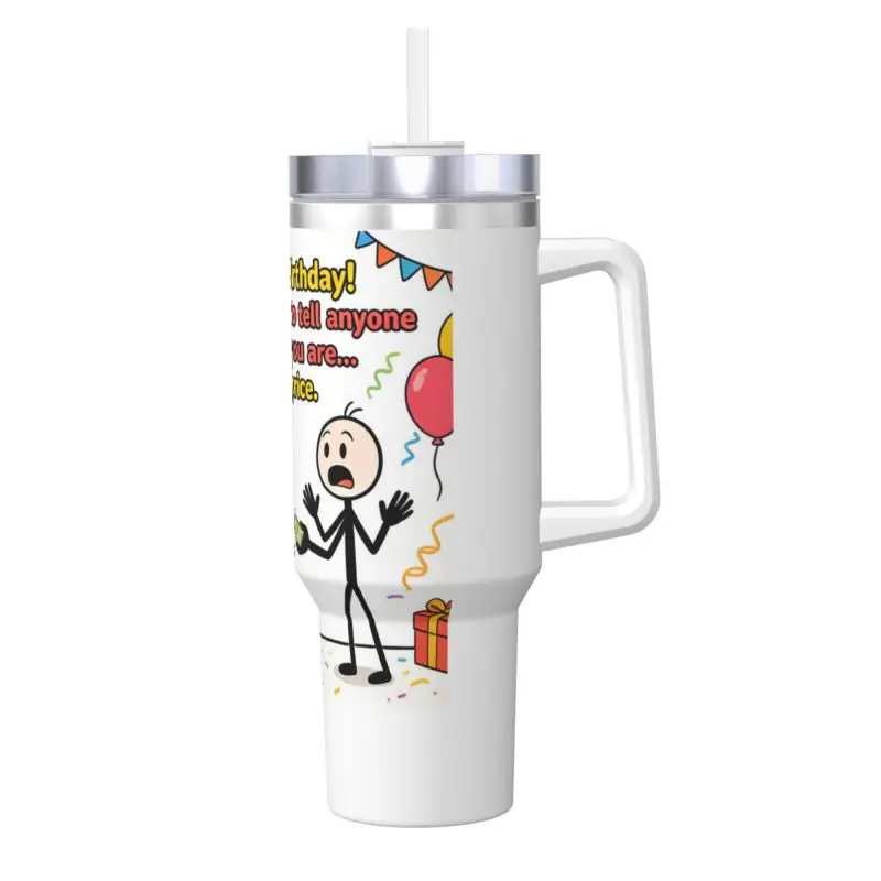 

40OZ Ice Bully With Handle, Birthday Edition Tumbler, Stainless Steel Double Wall Insulated Water Bottle, Reusable Coffee Mug, P
