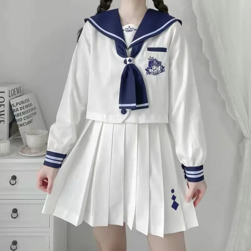 Traje de uniforme JK de experto náutico, traje de marinero japonés de estilo universitario, cuello azul marino, bonito uniforme de estilo japonés para Cosplay