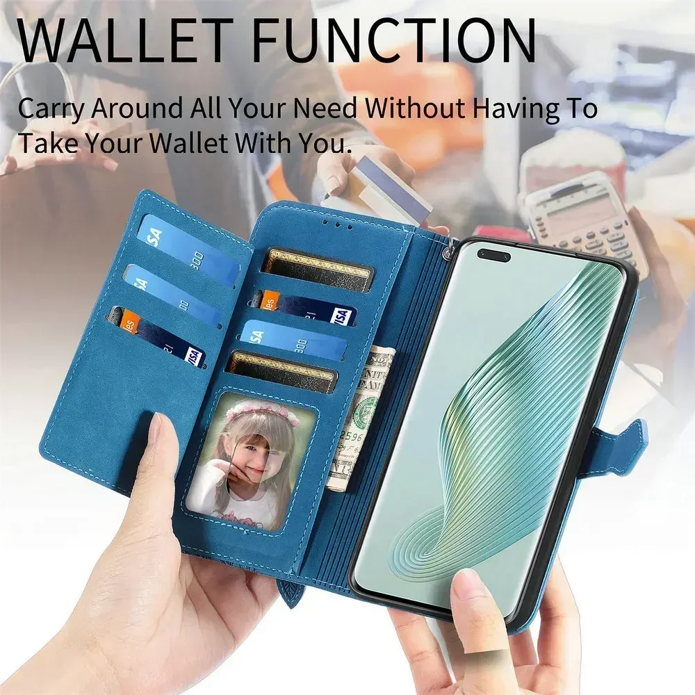 Luksusowe etui Honor Magic 8 7 6 Pro 6 Lite 5G z paskiem na ramię, zapinane na zamek, skórzane etui Honor Magic7 Pro 8 Lite Magic6 Pro, portfel, okładka książkowa — zdjęcie produktu 4