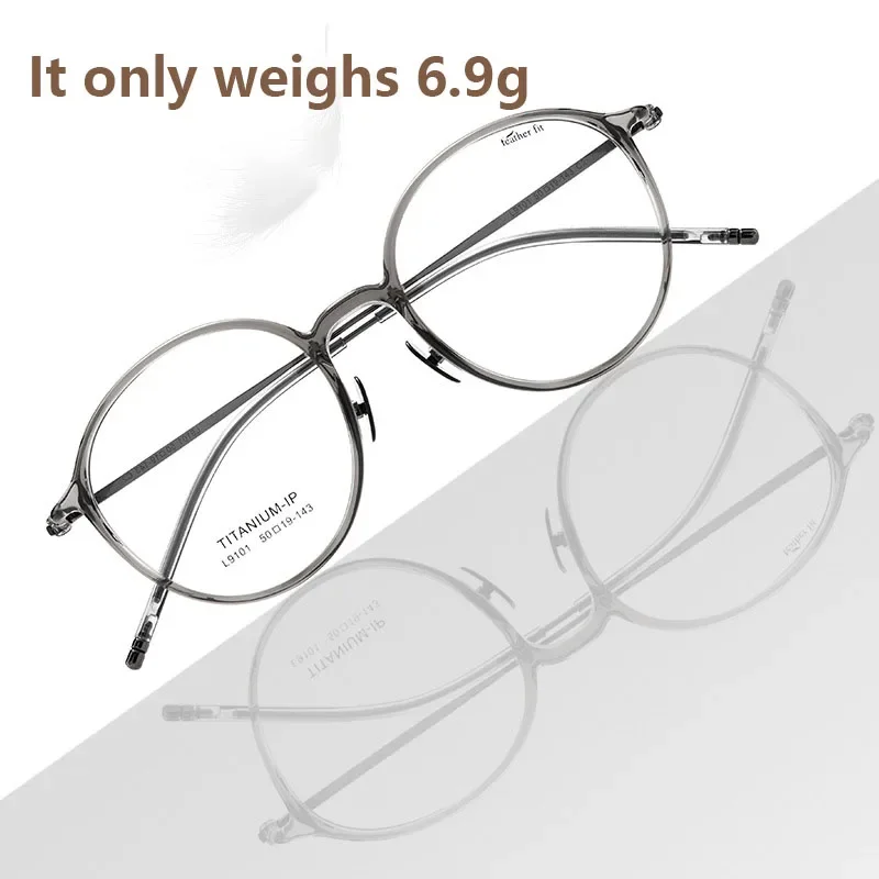 

KJDCHD Ultralight Titanium TR90 Myopia Glasses Retro Round Optical Prescription Eyeglasses Frame Men And Women