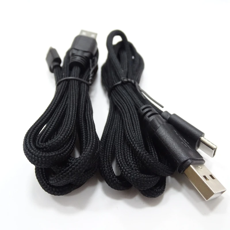 1.8m Mouse Lines Replacement Durable PVC Nylon USB Type C Charging Cable for Mouse and Keyboard Black