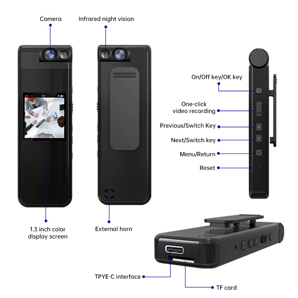 Mini Portable Digital Video Recorder, Body Camera, Night Vision Recorder, Miniature Camcorder, New Products, 2K, H.264 Mov