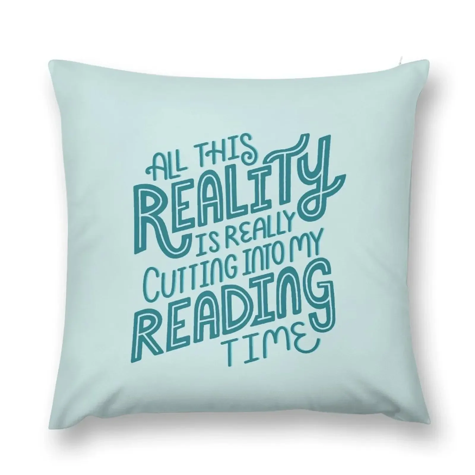 Reality Vs. Reading Book Nerd Quote Lettering Throw Pillow Christmas Pillow luxury home accessories pillow