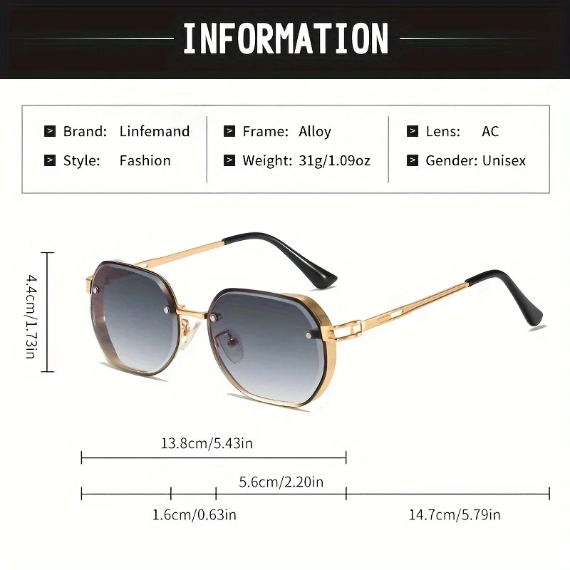 LINFEMAND Minimalistische, geometrische Sonnenbrille mit Metalldekoration und UV400-Schutz für Damen, ideal für Sommerpartys am Strand, Wanderungen und als Geschenk für den Urlaub. – Detail 3