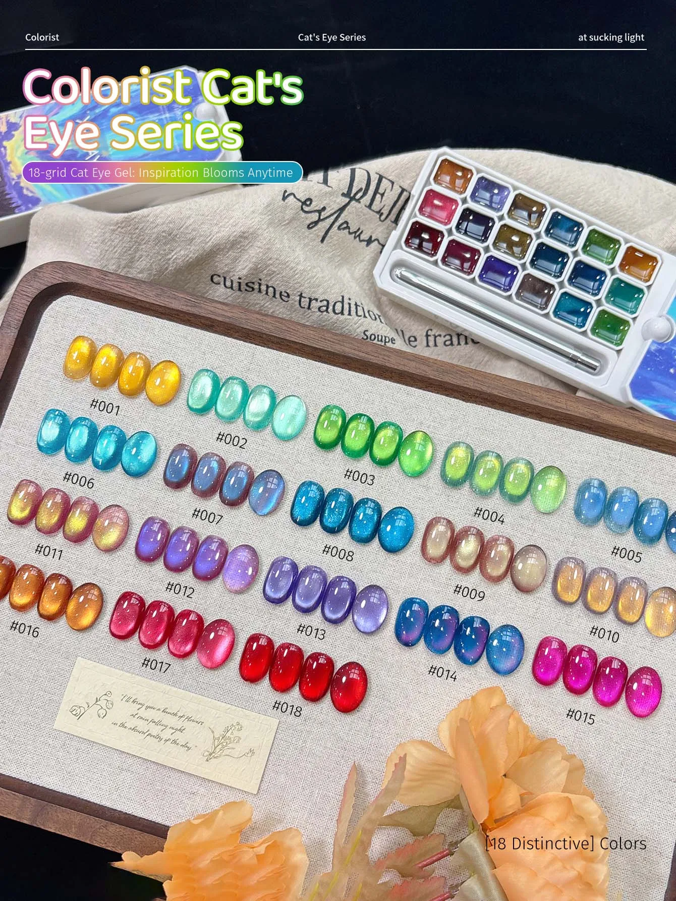 XEIJAYI 18 Farben Colorator Katzenaugen-Flap-Gel Hochsättigend Beliebter Halbfester Nagellack-Gel für Damen Nagelstudio DIY – Detail 4
