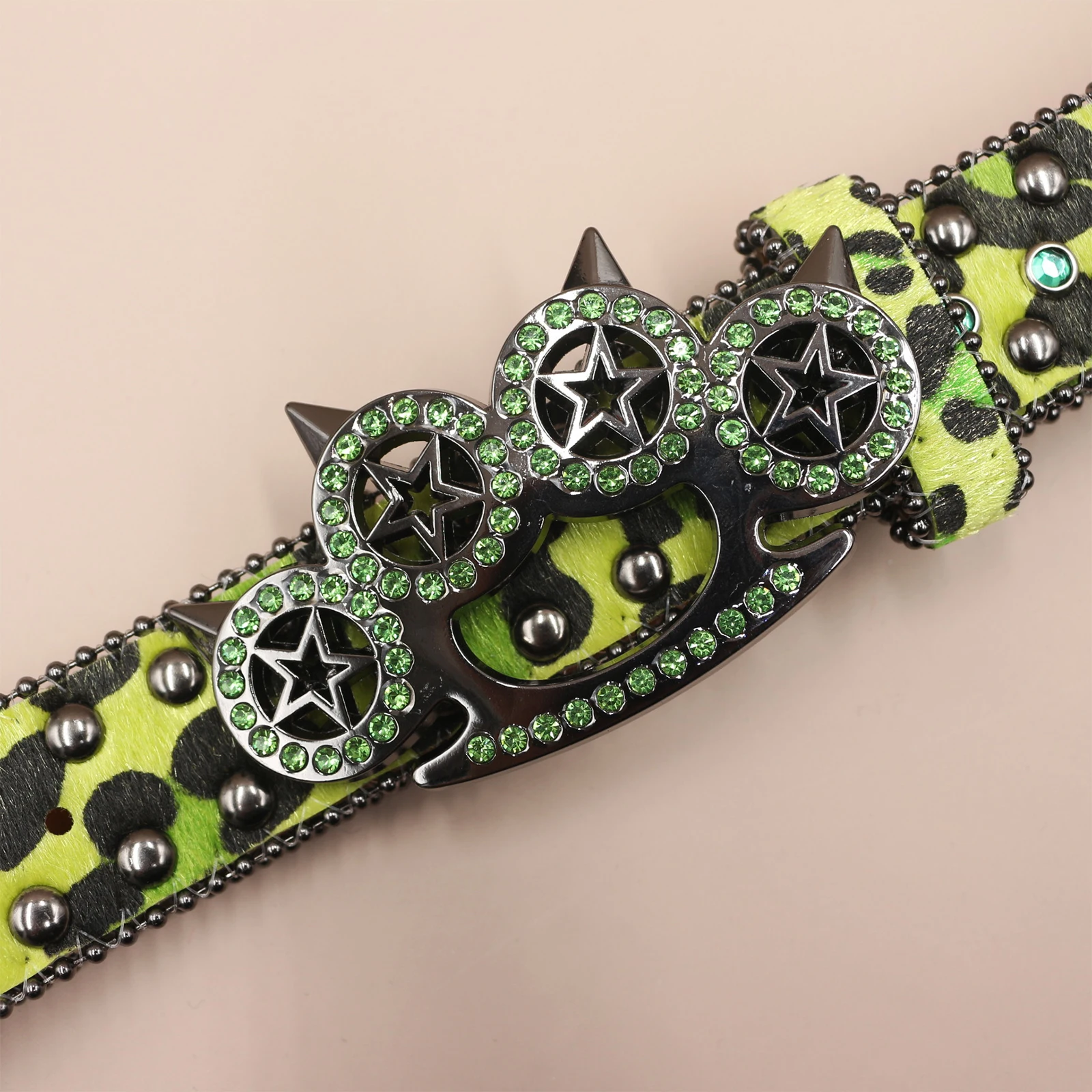 Women's Jeans Leopard Rhinestone Large Size Belt Men's Belt Western Denim Shiny Rivet Design Leather HipHop Rock Y2K Style Belt