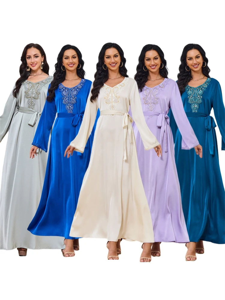 

Muslim Party Dress Women Long Dresses Morocco Dubai Ramadan Gown Dress