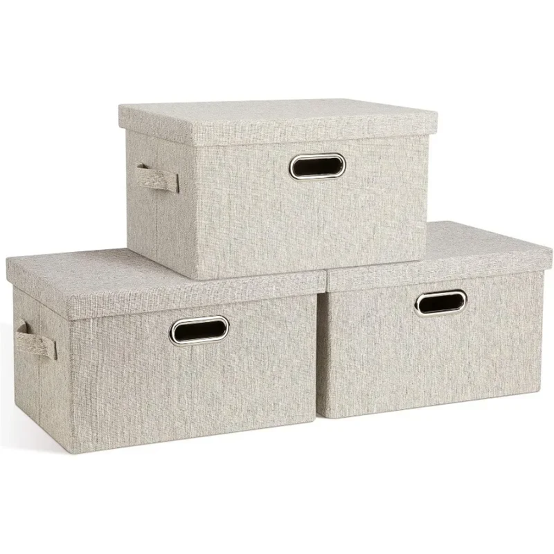 

Graciadeco Medium, Foldable Fabric Closet Box with Lid Storage Box Heavy Duty Linen Basket Organizer and Office Storage Box