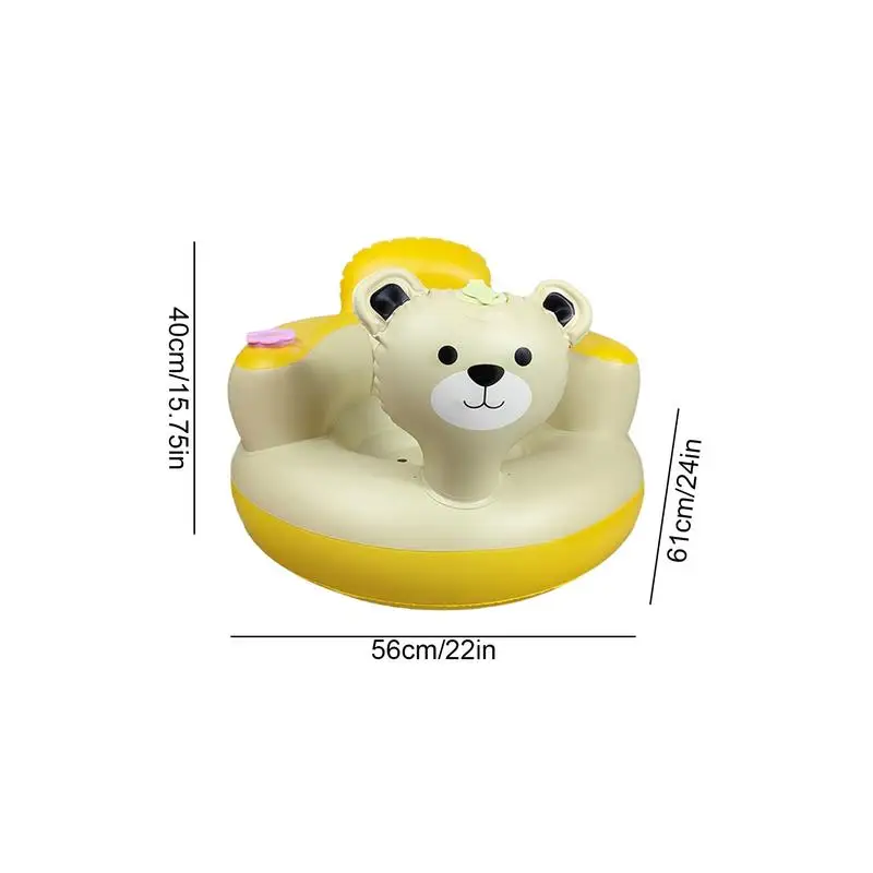 Asiento inflable de oso de dibujos animados para niños, silla de apoyo para sentarse, asientos de suelo para bebés de 6 a 24 meses