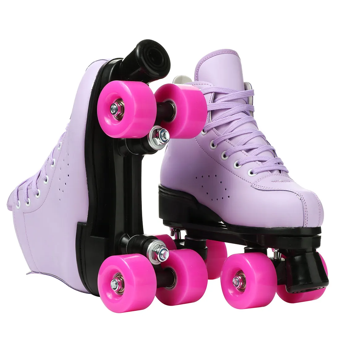 Lila Grün Rollschuhe Schuhe Mikrofaser Leder Erwachsene Männer Frauen Unisex Quad 4-Räder Skating Sliding Sport Trainingsschuhe