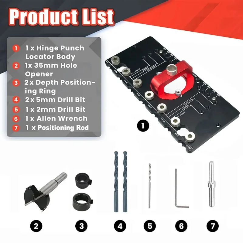 

Suitable for shelves, cabinets, wardrobe handles, 35mm drilled guide rails, concealed hinge fixtures, 3-6mm hinge offset