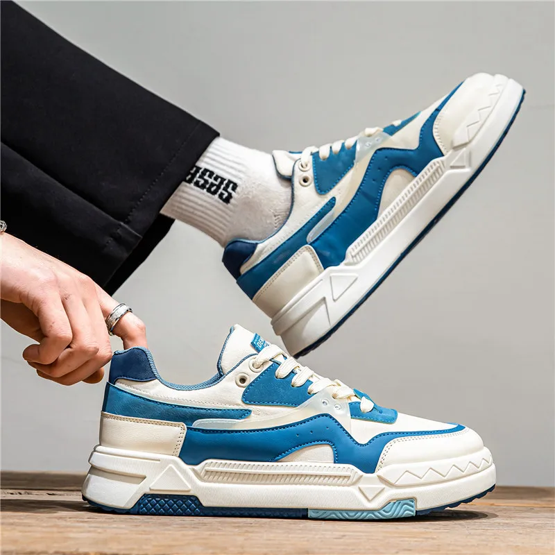 Men's Casual Sneakers Trend Korean Platform Shoes 2023 New White Sneakers All-match Comfortable Shoes Spring Skateboard Shoes