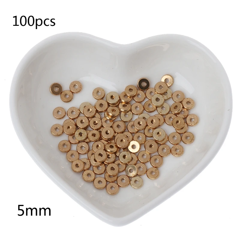 100Pcs Metal Smooth Flat Spacer Disc Heishi Rondelle Beads Diy Jewelry Findings