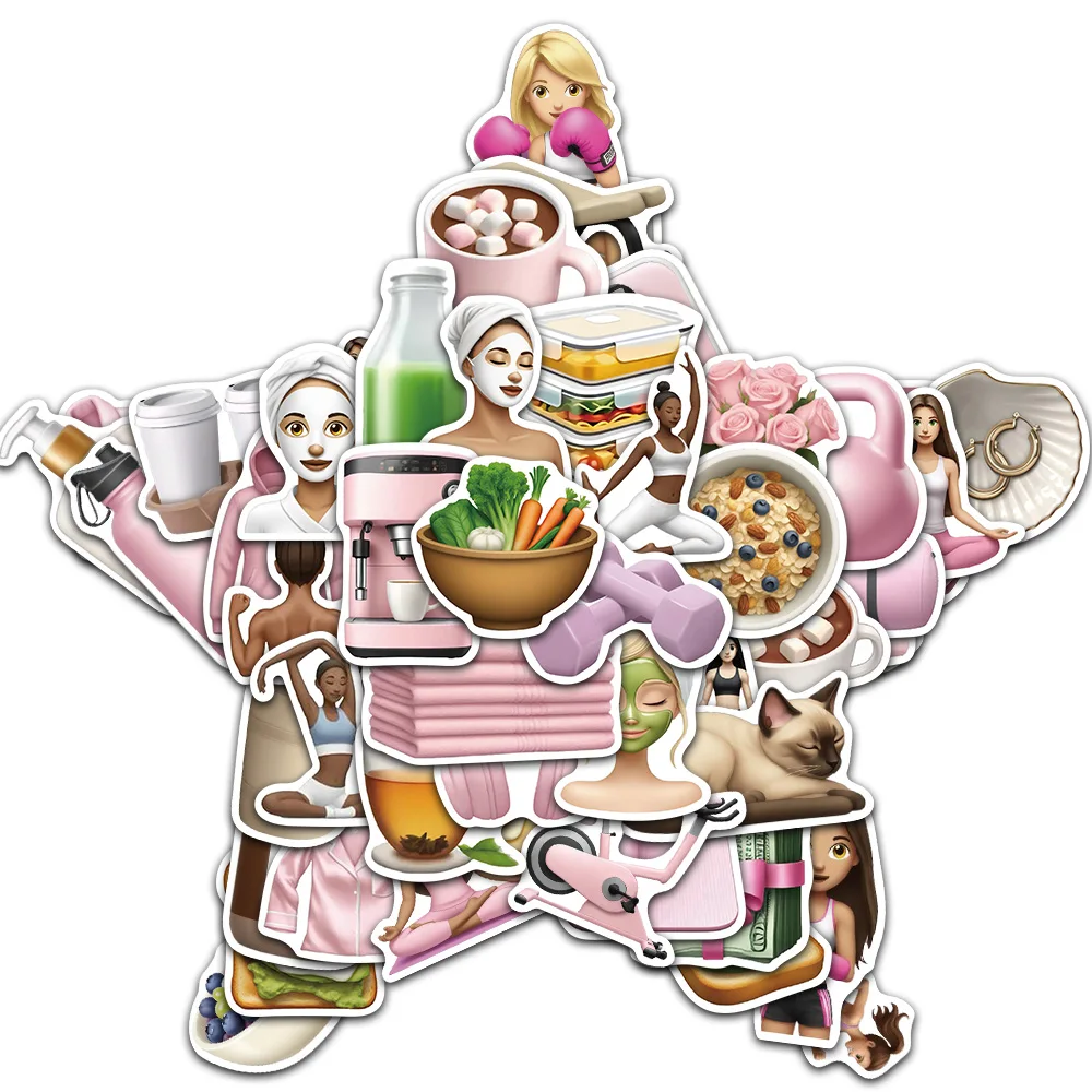 50/100PCS Fitness GYM Girl Creative Stickers Storage Box Fitness Yoga Gym Skateboarding Vase Door Wall DIY Stickers