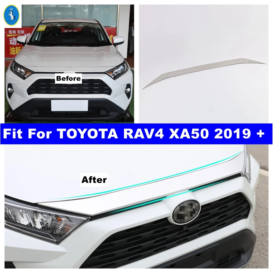 

Stainless Car Front Hood Engine Grille Decorative Strip Cover Trim Sticker For Toyota RAV4 AX50 2019-2022 Exterior Accessories