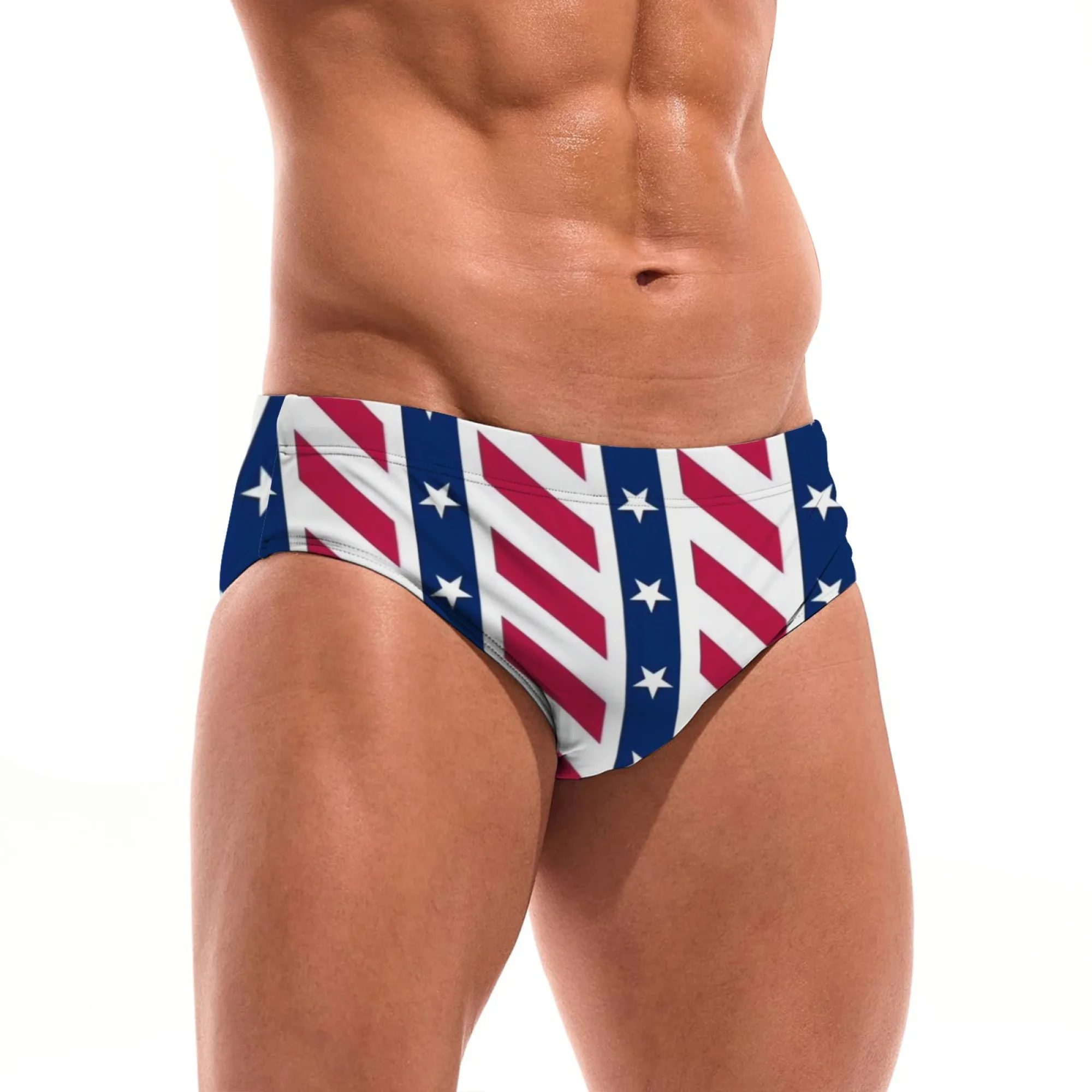 American Flag Printed Men's Swim Trunks Beach Shorts Sexy Bikini Briefs Lightweight Breathable Swimwear Pool Party Holiday Gift