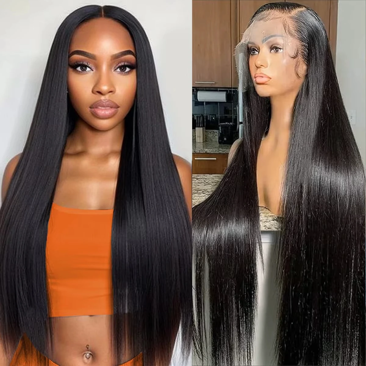 13X6 28 30 Inch 250% Density Frontal Wig For Black Women Brazilian Human Hair 13X4 Bone Straight HD Transparent Lace Front Wigs