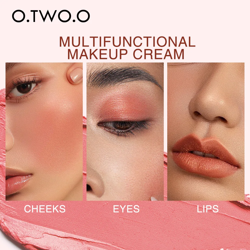 O.TWO.O Makeup Palette Cream 3 In 1 Lipstick Blush Eyeshadow Long-lasting Silky Fine Paste Easy to Carry 8 Colors