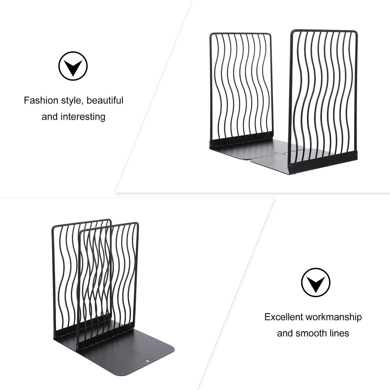 

2 Pcs Booklet Suit Bookends Stands for Display Desk Holders Heavy Metal Iron Office