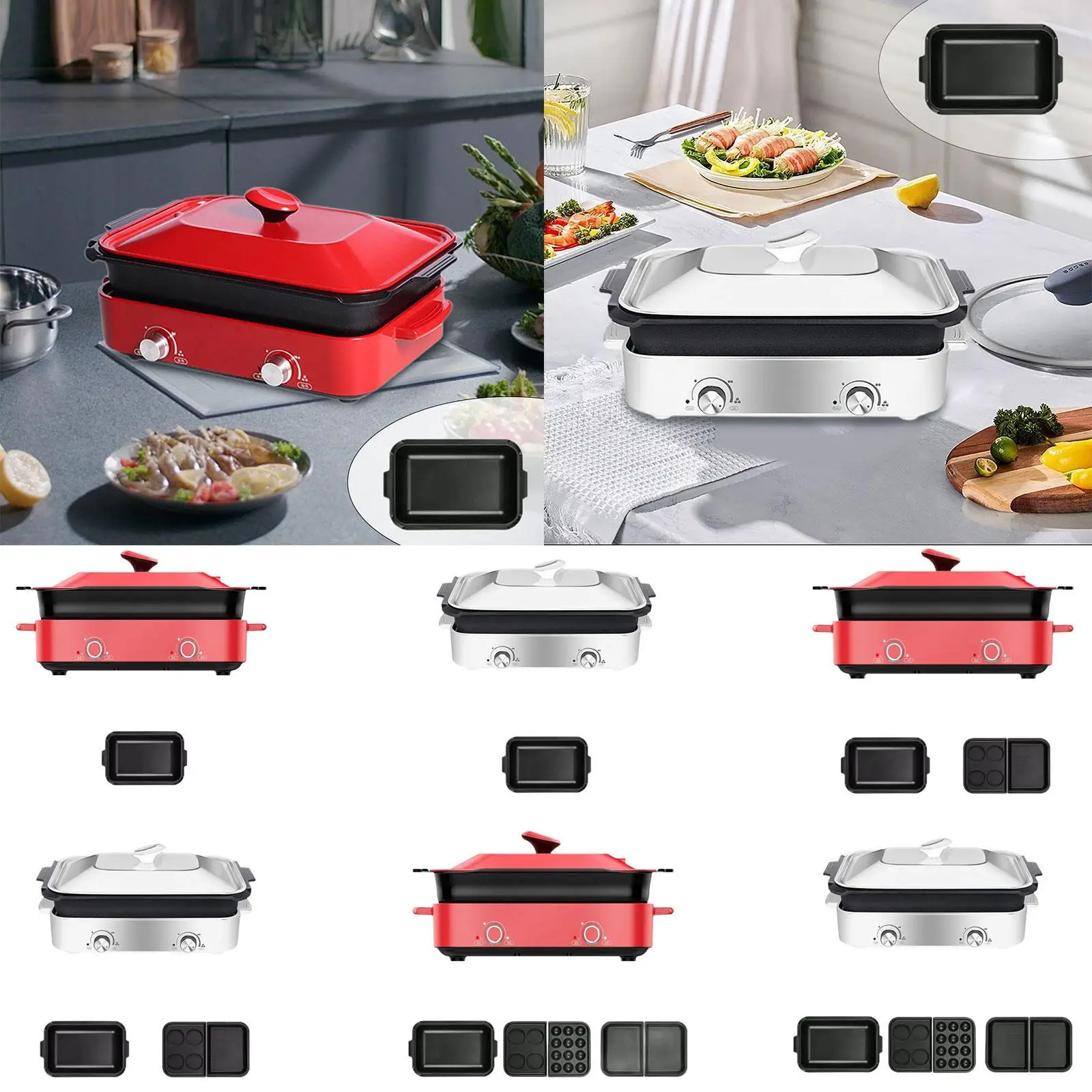 

Multifunctional Cooker Electric Griddle Multipurpose Slow Cooker Multifunction Electric Grill for Camping Restaurant Barbecue